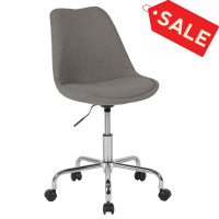 Flash Furniture CH-152783-LTGY-GG Aurora Series Mid-Back Light Gray Fabric Task Chair with Pneumatic Lift and Chrome Base 